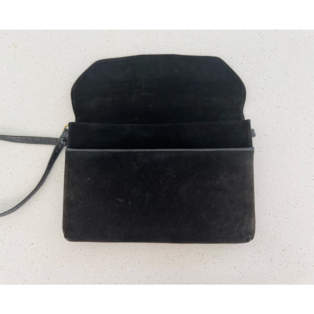 Salvatore Ferragamo 1980s Black Suede Leather Shoulder Bag 80s-90s