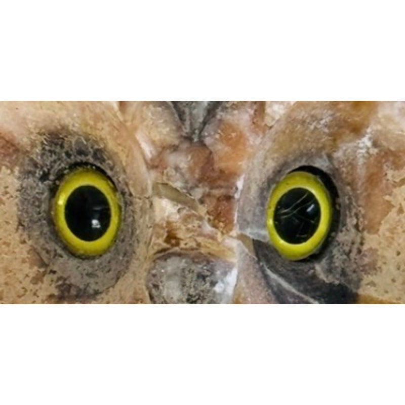 Vintage Alabaster Owl Paperweight Yellow Eyes