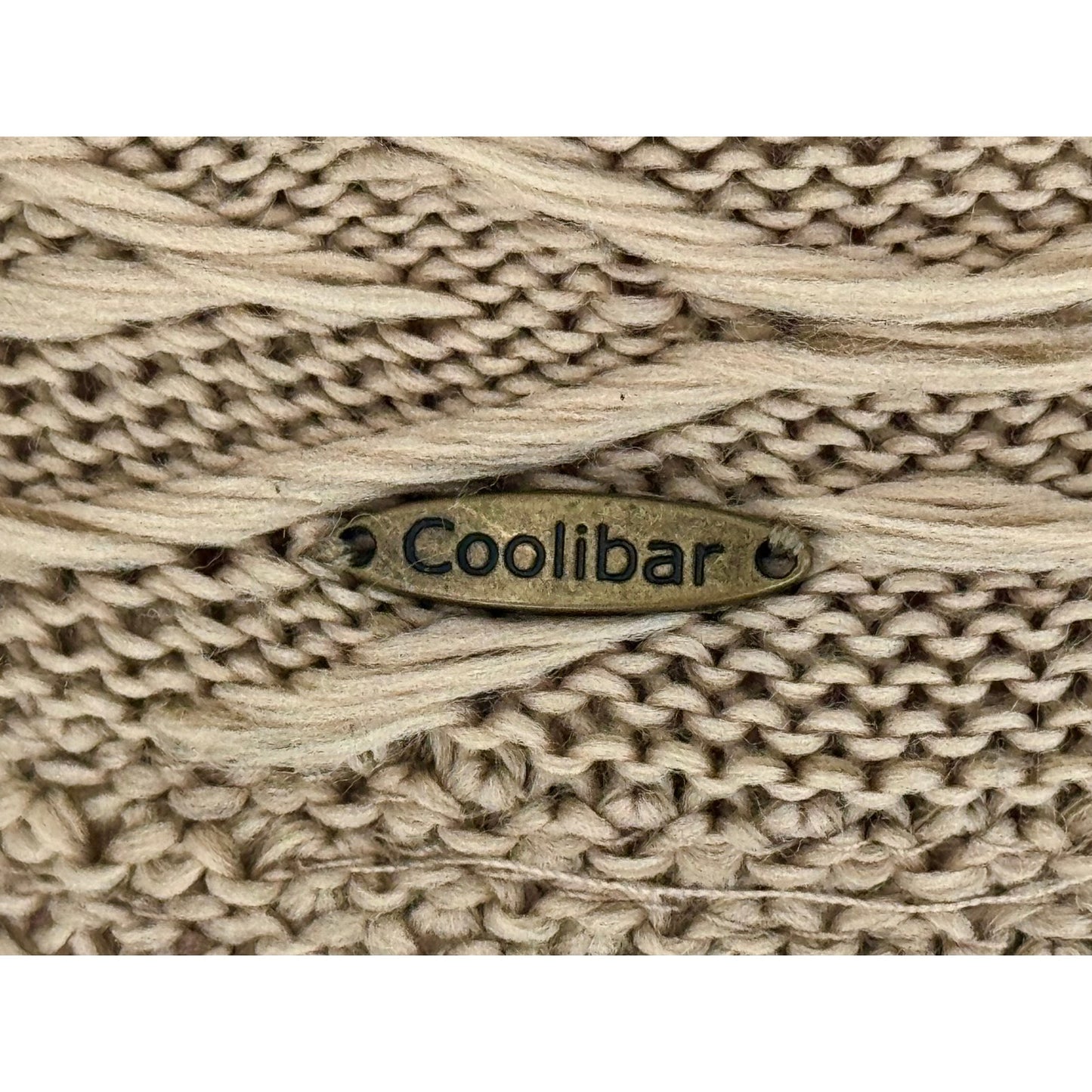 Coolibar Tan Knit Summer Sun Hat UPF 50+ Wide Brim Packable Boho Travel Hat