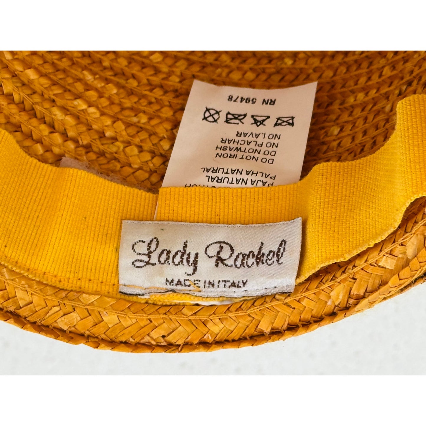 Vintage Lady Rachel Woven Straw Sun Hat - Made in Italy Natural Straw Cloche