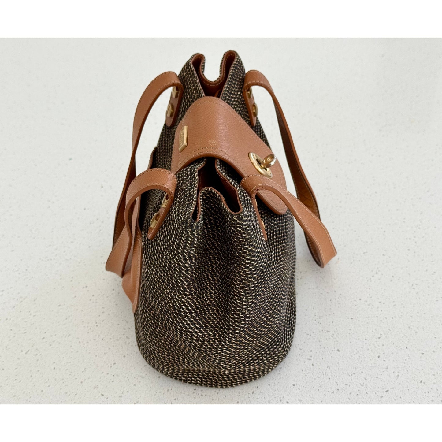 Eric Javits New York Woven Leather Trim Handbag