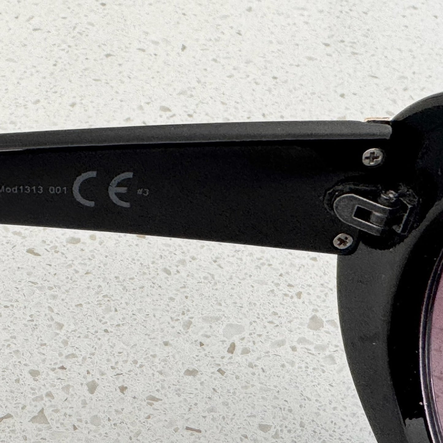 Oscar de la Renta Black Oval Sunglasses Purple Lenses