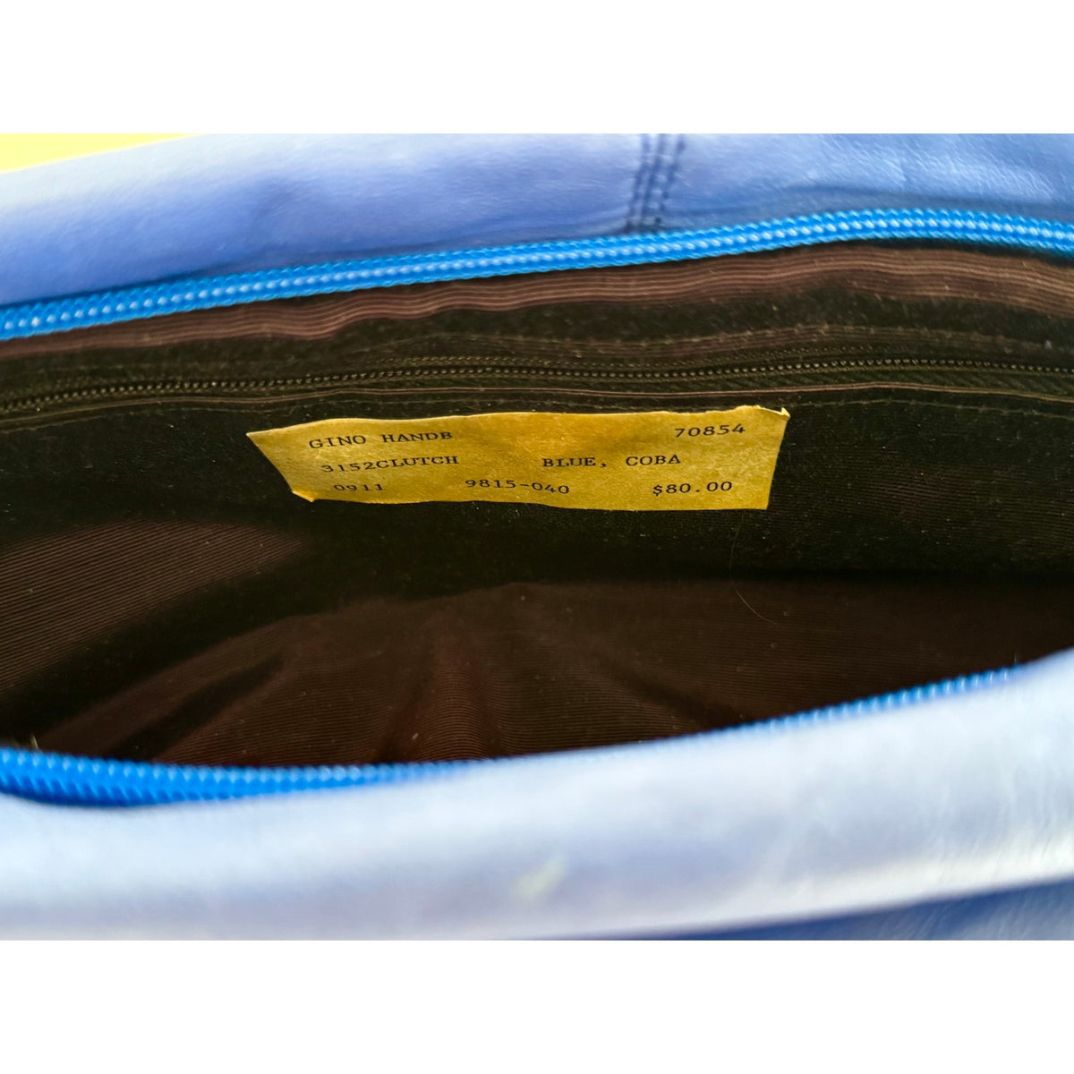 Gino 1980s NOS Blue Brushed Leather Shoulder Bag