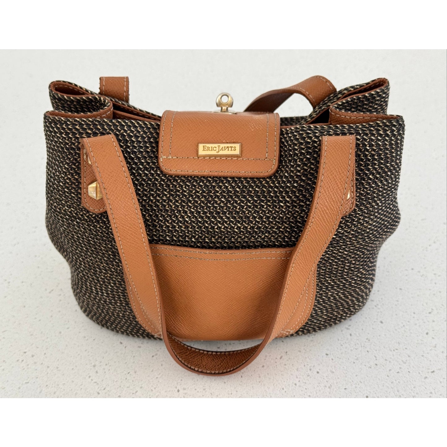 Eric Javits New York Woven Leather Trim Handbag