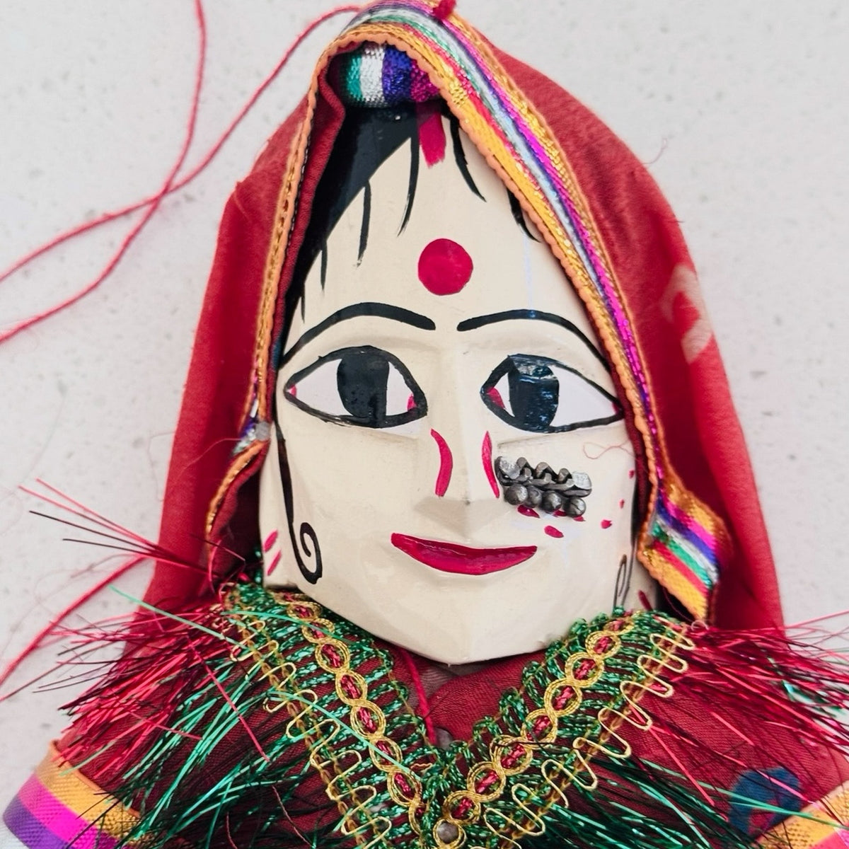 Vintage Indian Rajasthani Puppet Pair Handcrafted String Marionette 16”