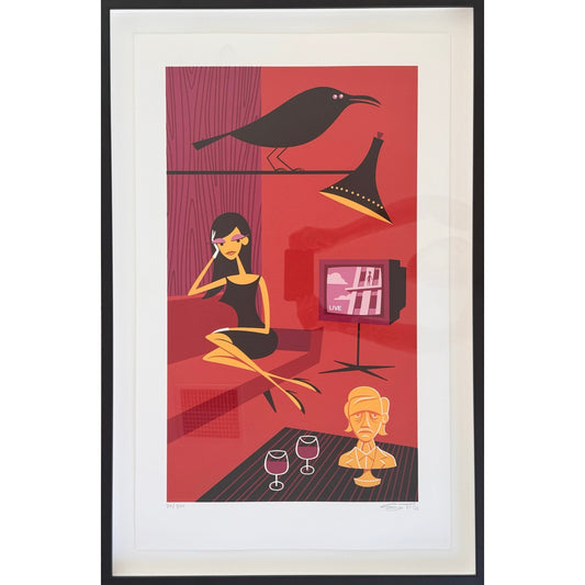 SHAG Josh Agle Elsa and the Raven Signed Numbered Serigraph 2006 Framed 24/200