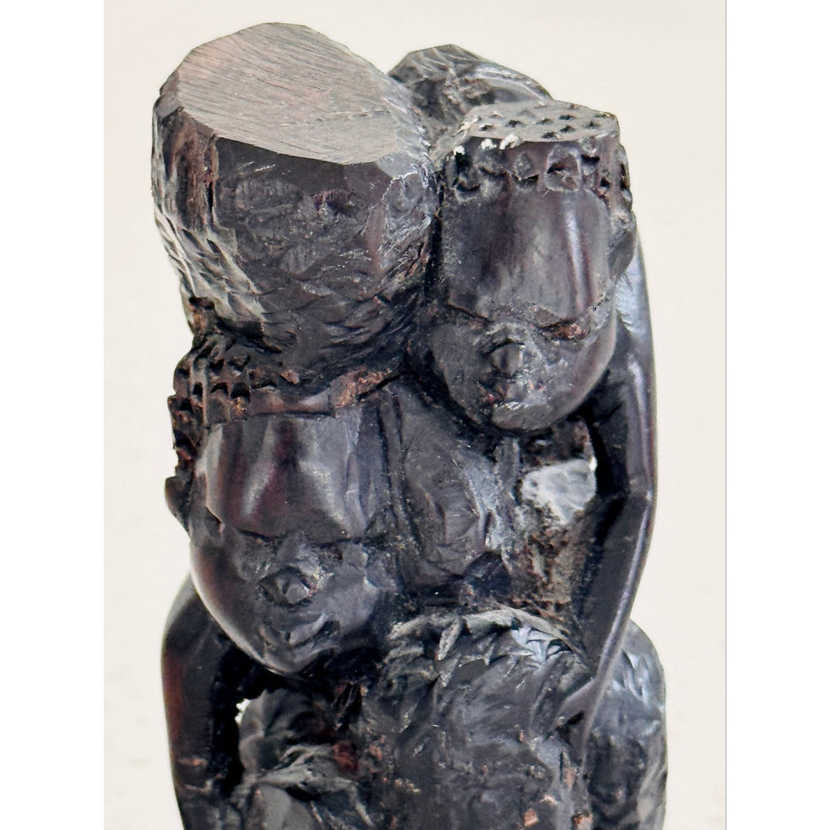 Genuine African Gabon Ebony Hand-Carved
Family Sculpture - Mother, Father & Child