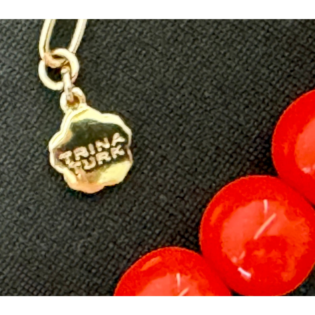 Trina Turk Vibrant Red Chunky Beaded Bib Statement Necklace
