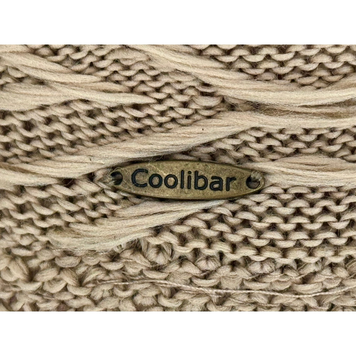 Coolibar Tan Knit Summer Sun Hat UPF 50+ Wide Brim Packable Boho Travel Hat