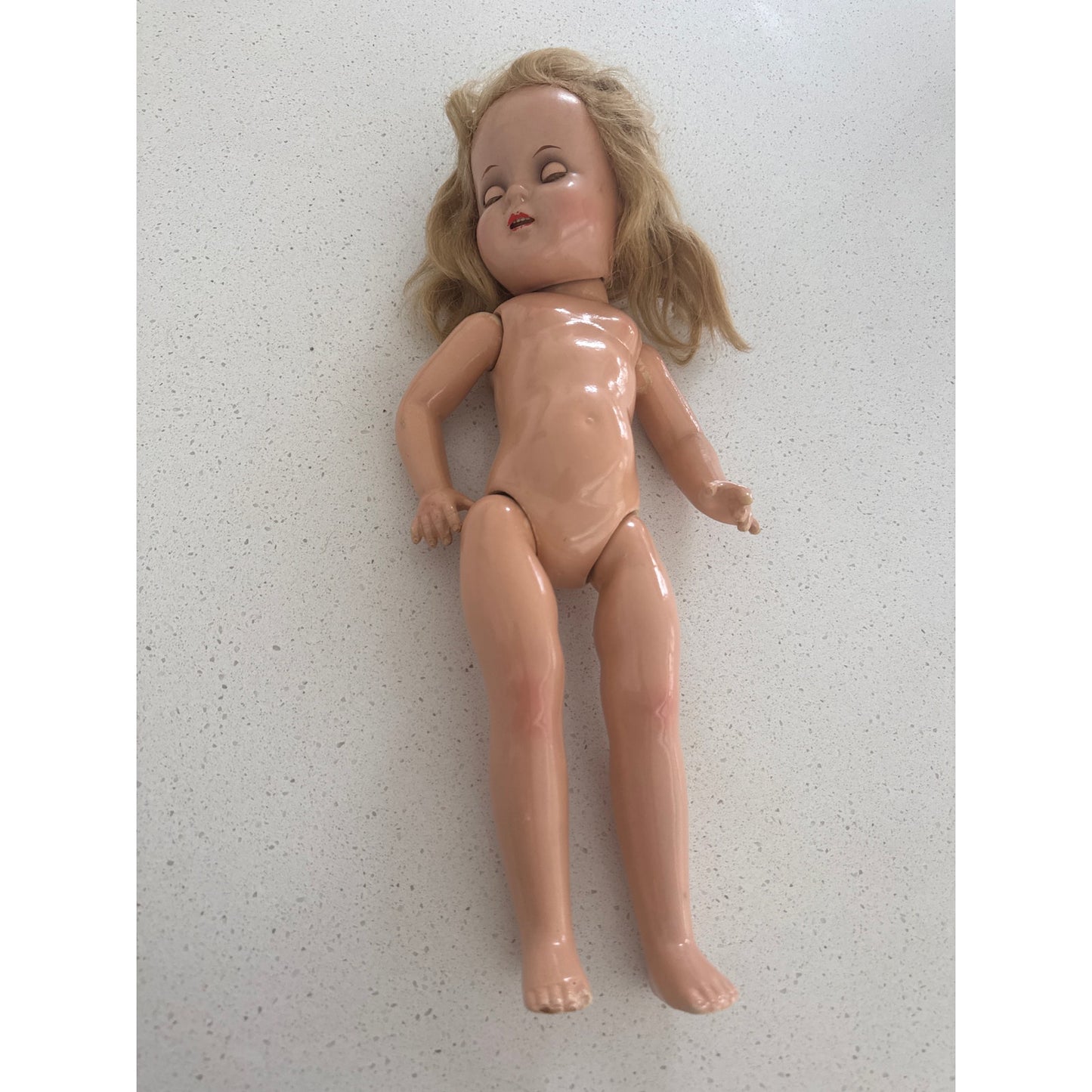 Rare 1950s German Hard Plastic Doll 18" Original Taffeta Gown & Lace Bloomers