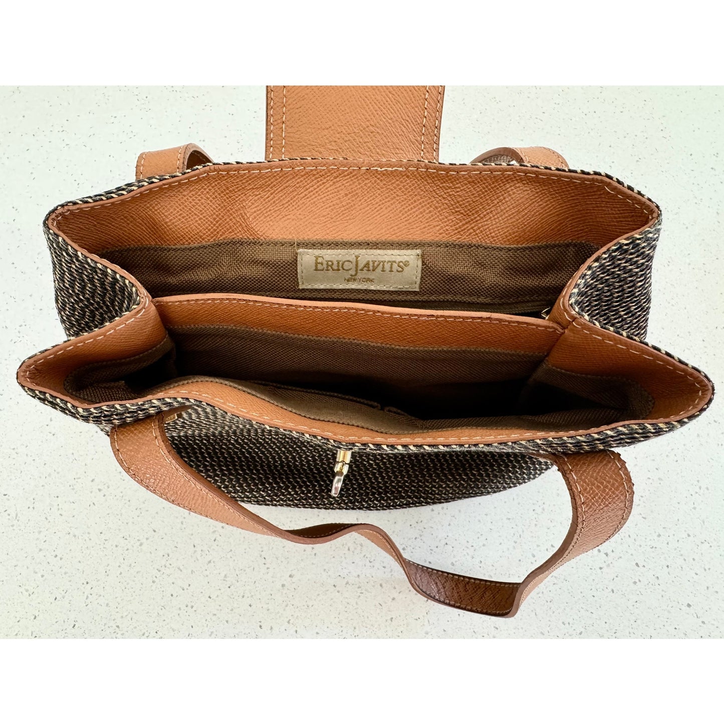 Eric Javits New York Woven Leather Trim Handbag