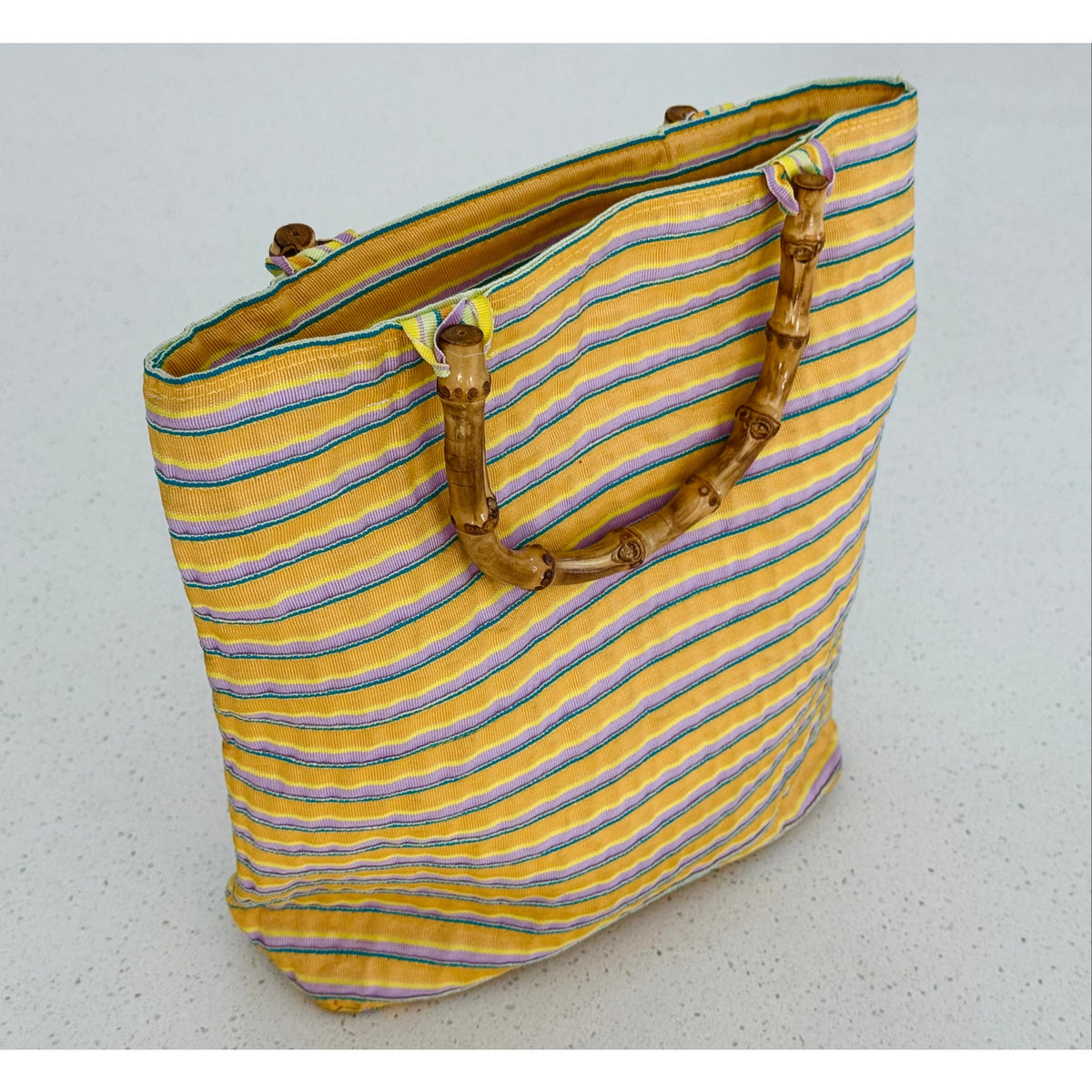San Diego Hat Co Yellow Matching Hat & Bamboo Handle Tote Set 2pc