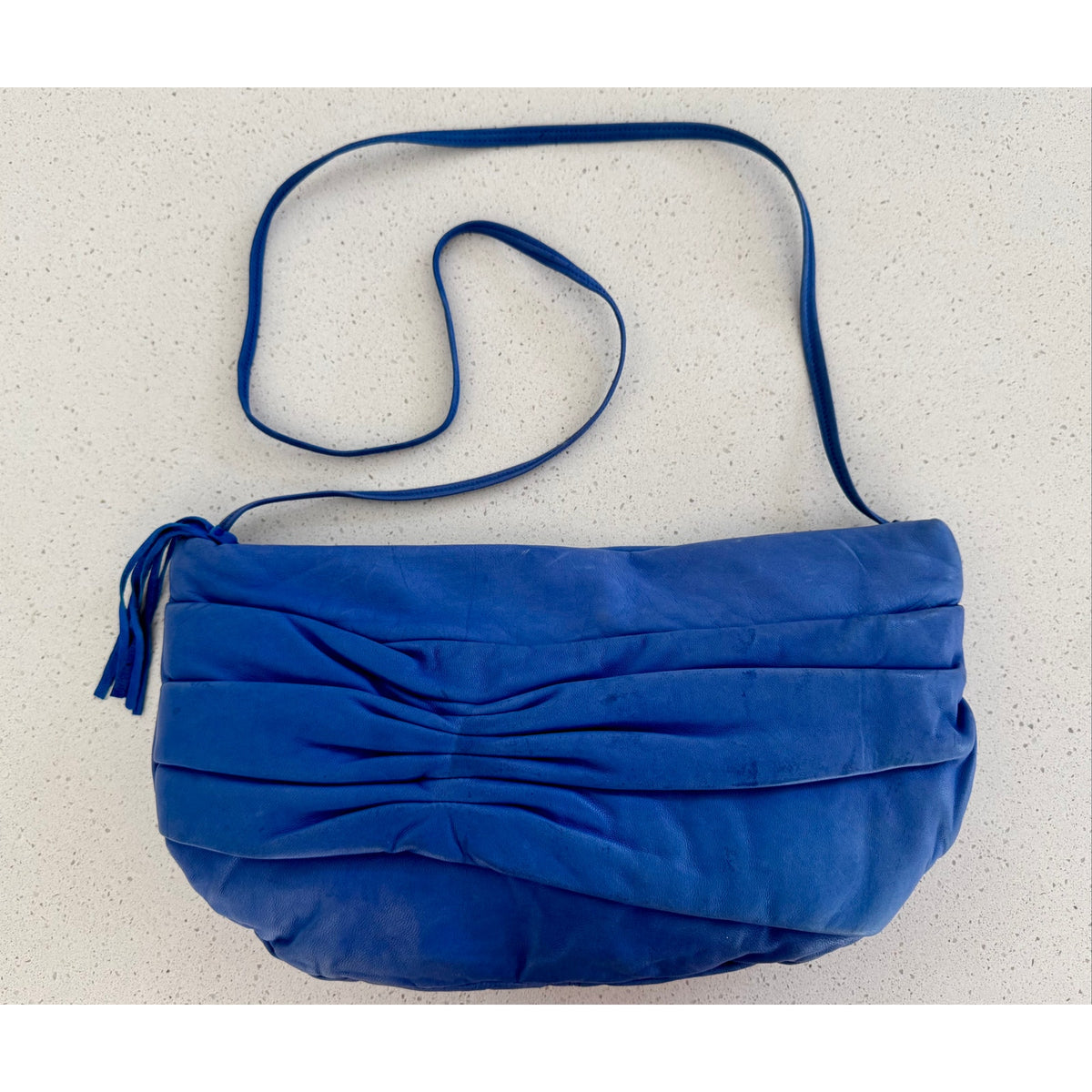 Gino 1980s NOS Blue Brushed Leather Shoulder Bag