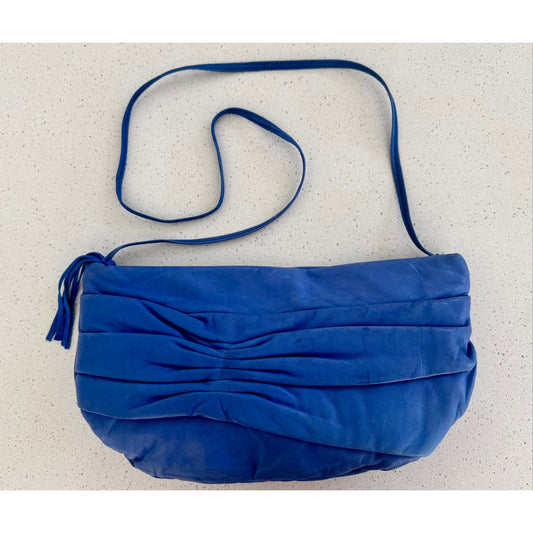 Gino 1980s NOS Blue Brushed Leather Shoulder Bag