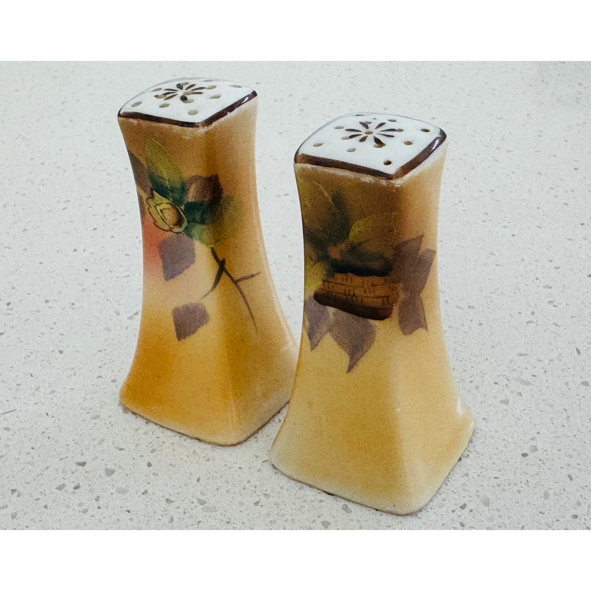 Vintage Mid-Century Japanese Hand-Painted Ceramic Salt & Pepper Shakers - Marked Japan