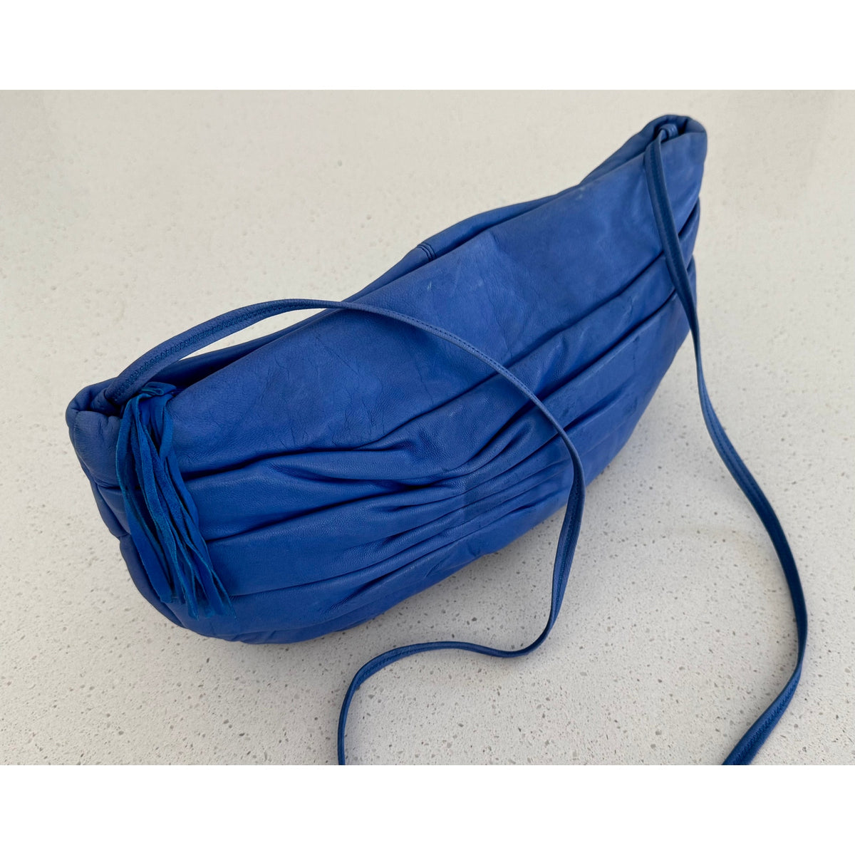 Gino 1980s NOS Blue Brushed Leather Shoulder Bag