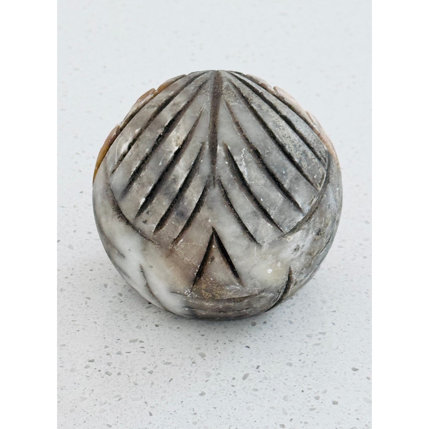 Vintage Alabaster Owl Paperweight  Yellow Eyes