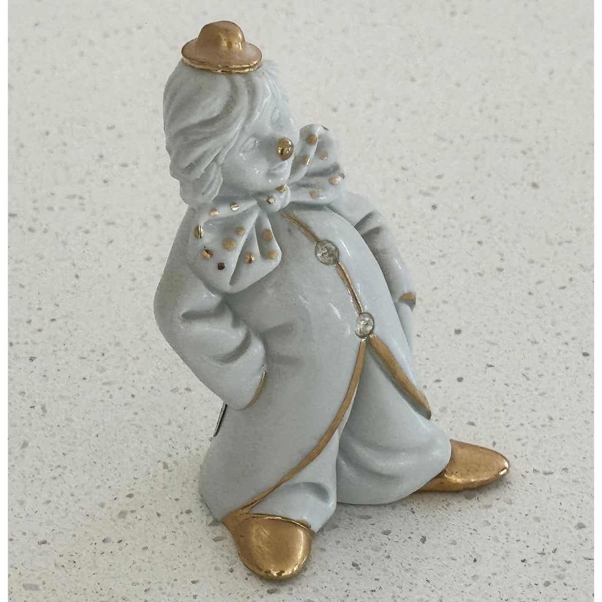 Vintage Italian Capodimonte-Swarovski-Limoges Porcelain Clown Crystals 24K Gold