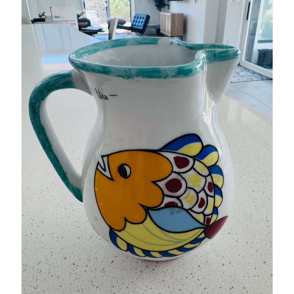 Vintage Bjorn Wiinblad Nymolle Denmark Ceramic 1 Litre Fish Pitcher