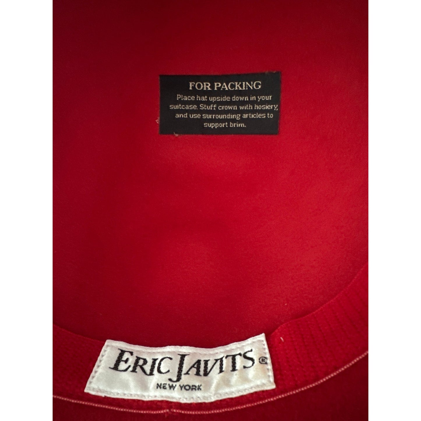 Eric Javits NOS Red Felt Cloche Hat | 1999 | Includes Sunglasses Pictured