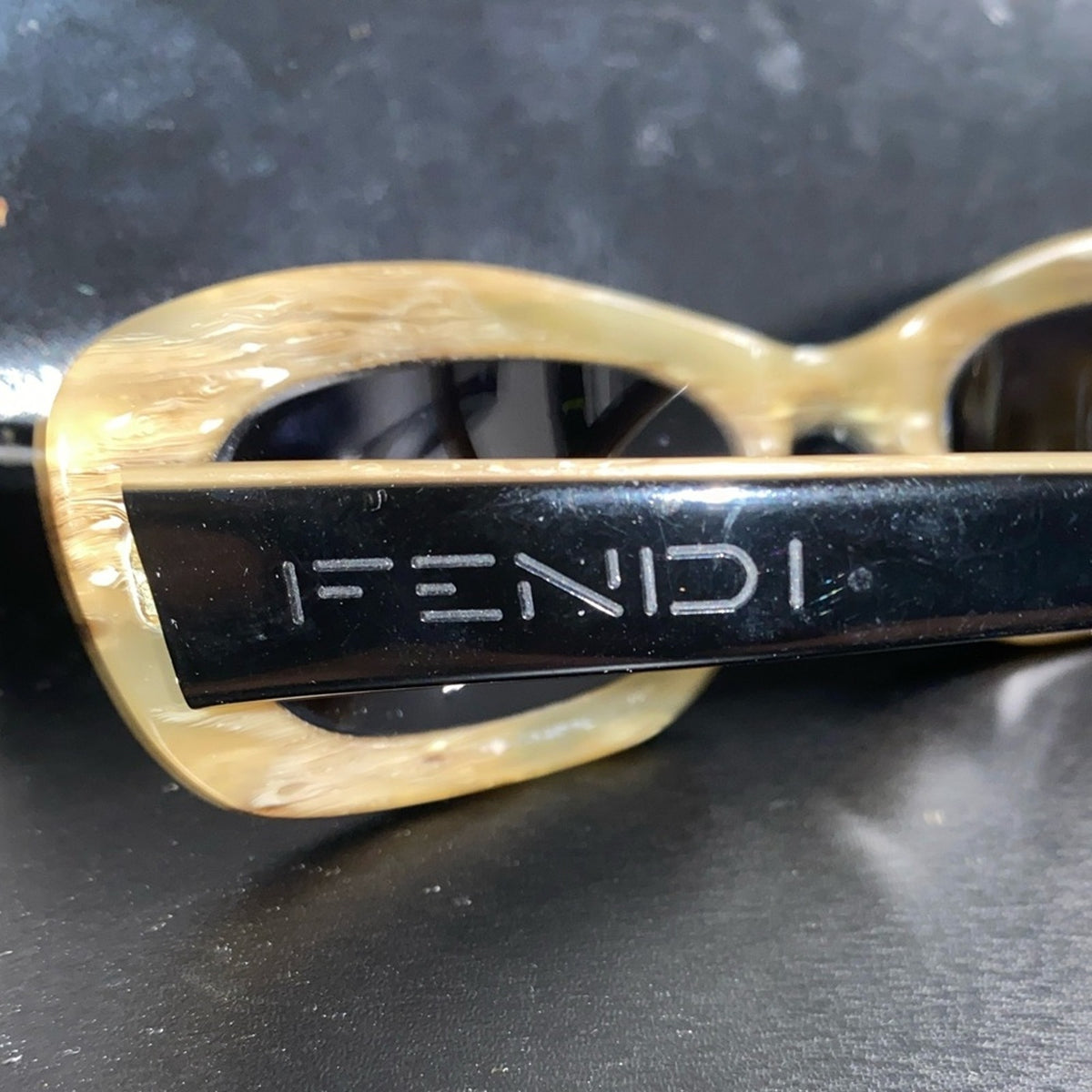 Vintage Fendi Sunglasses “Black Horn” & Fendi Twist Zucca Hard Case