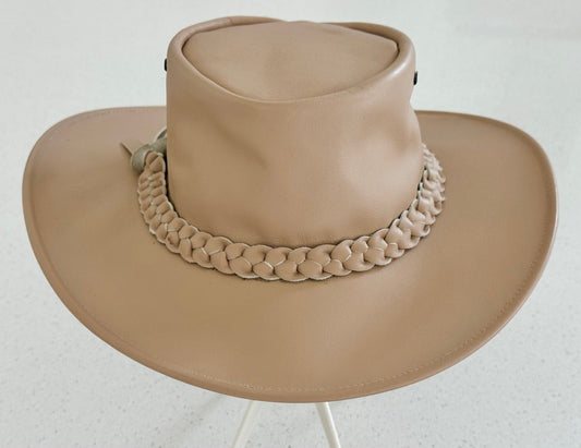Authentic Bronco Hats New Zealand Hand-Crafted Leather Bushman Hat – Nude/Sand