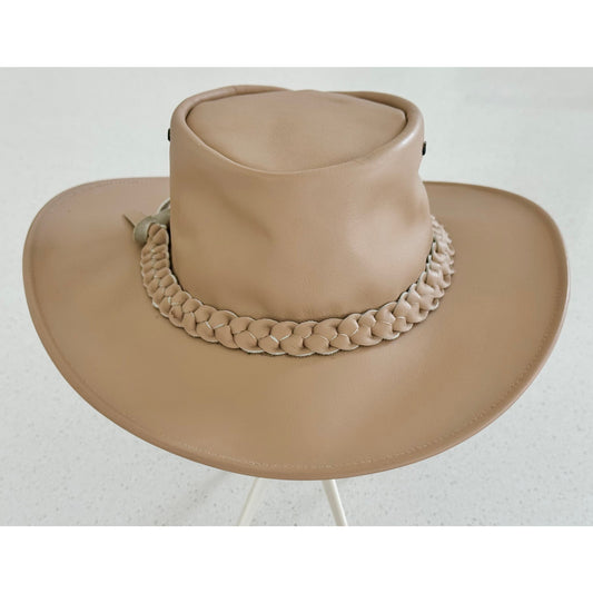 Authentic Bronco Hats New Zealand Hand-Crafted Leather Bushman Hat – Nude/Sand