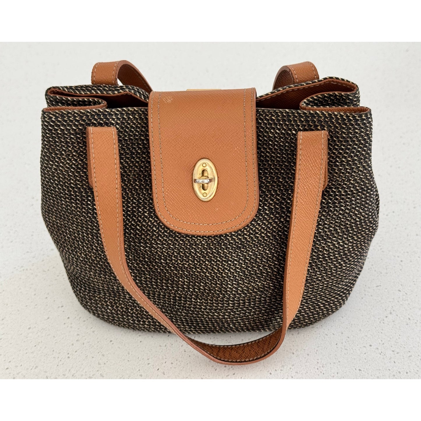 Eric Javits New York Woven Leather Trim Handbag