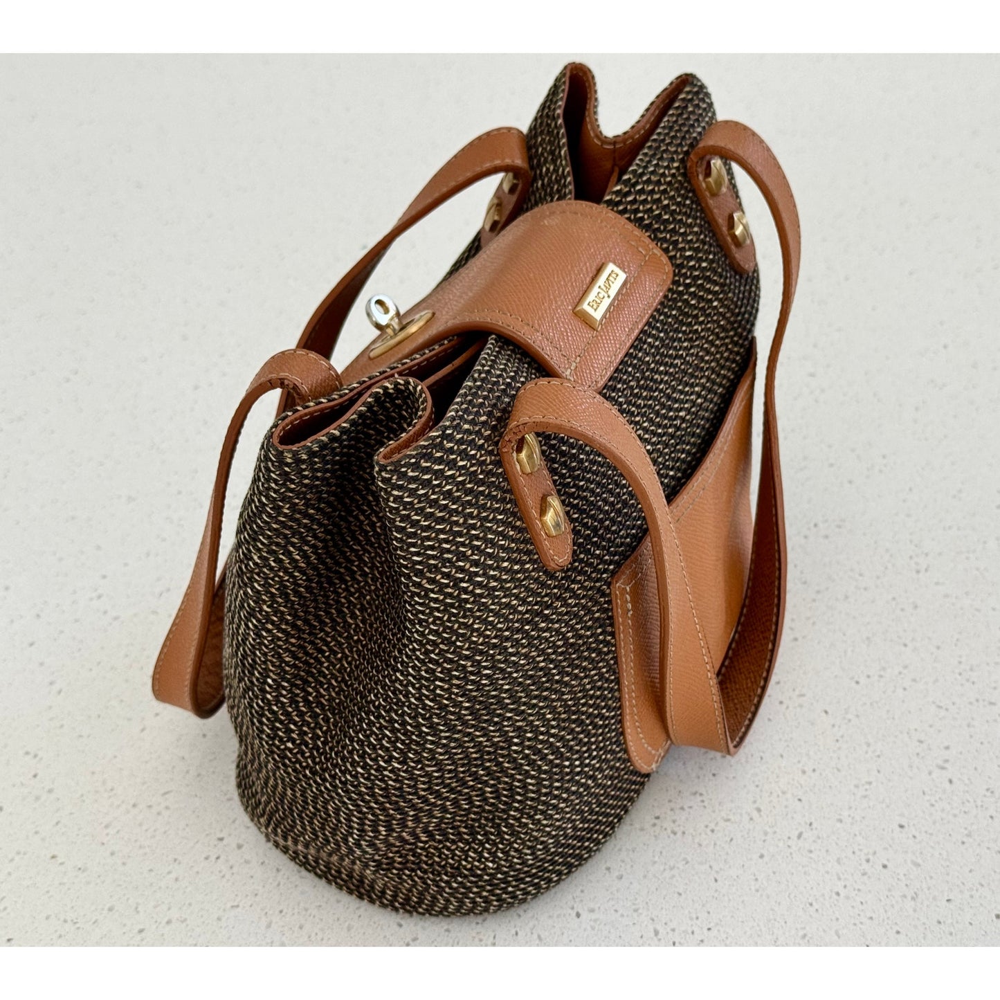 Eric Javits New York Woven Leather Trim Handbag