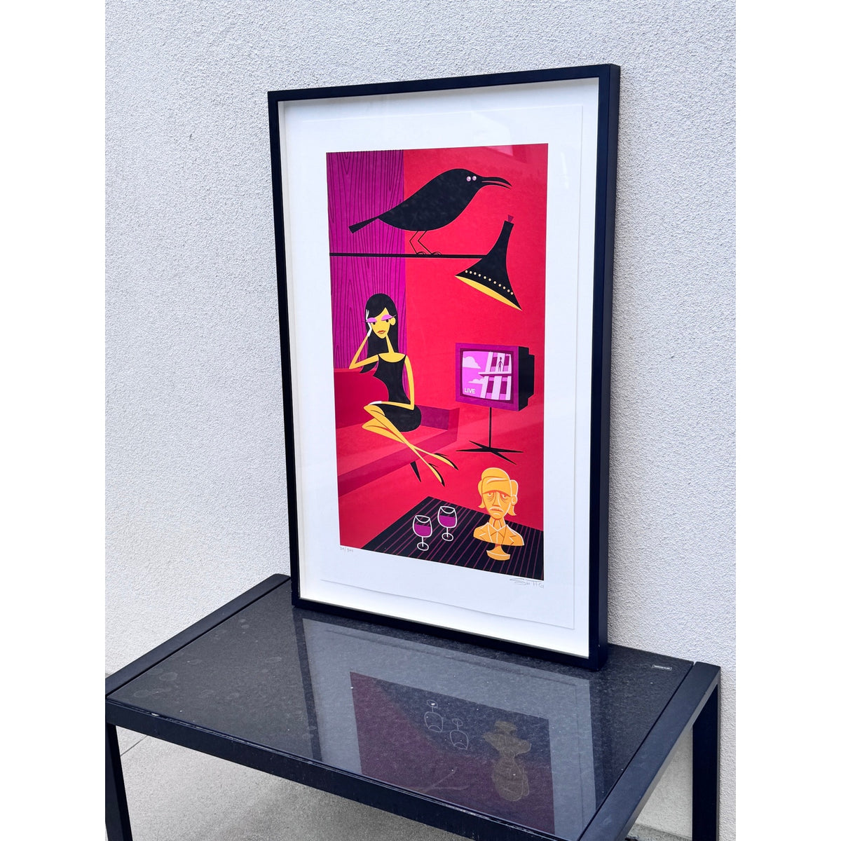SHAG Josh Agle Elsa and the Raven Signed Numbered Serigraph 2006 Framed 24/200
