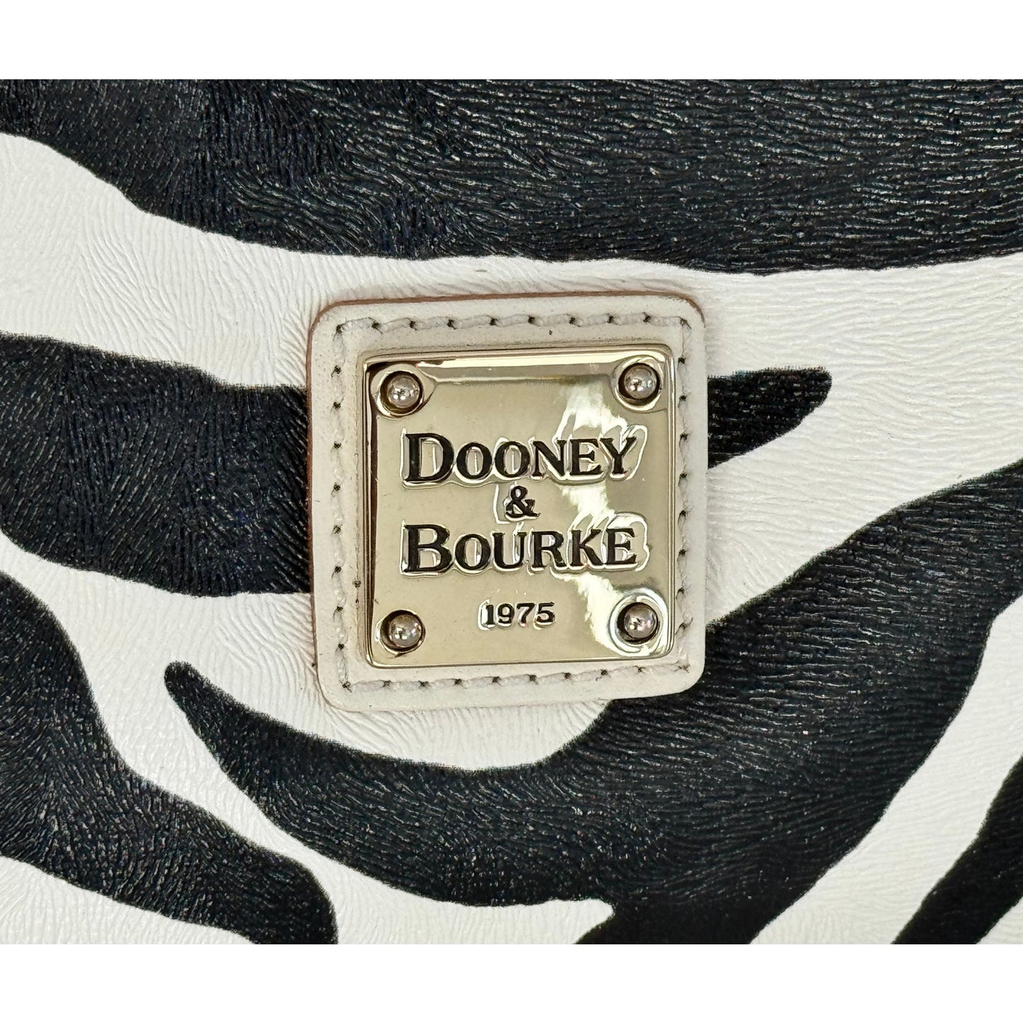 Dooney & Bourke Zebra Print Hobo Bag Braided Handle Leather Trim Headstock NOS