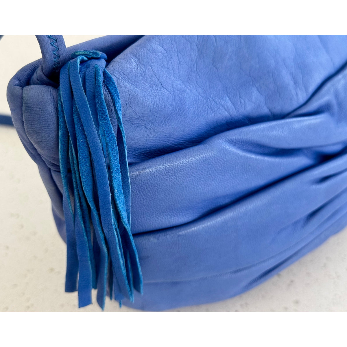 Gino 1980s NOS Blue Brushed Leather Shoulder Bag