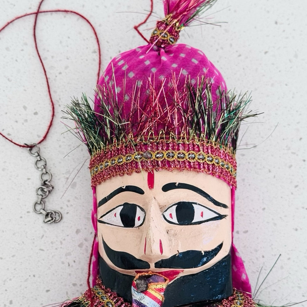 Vintage Indian Rajasthani Puppet Pair Handcrafted String Marionette 16”
