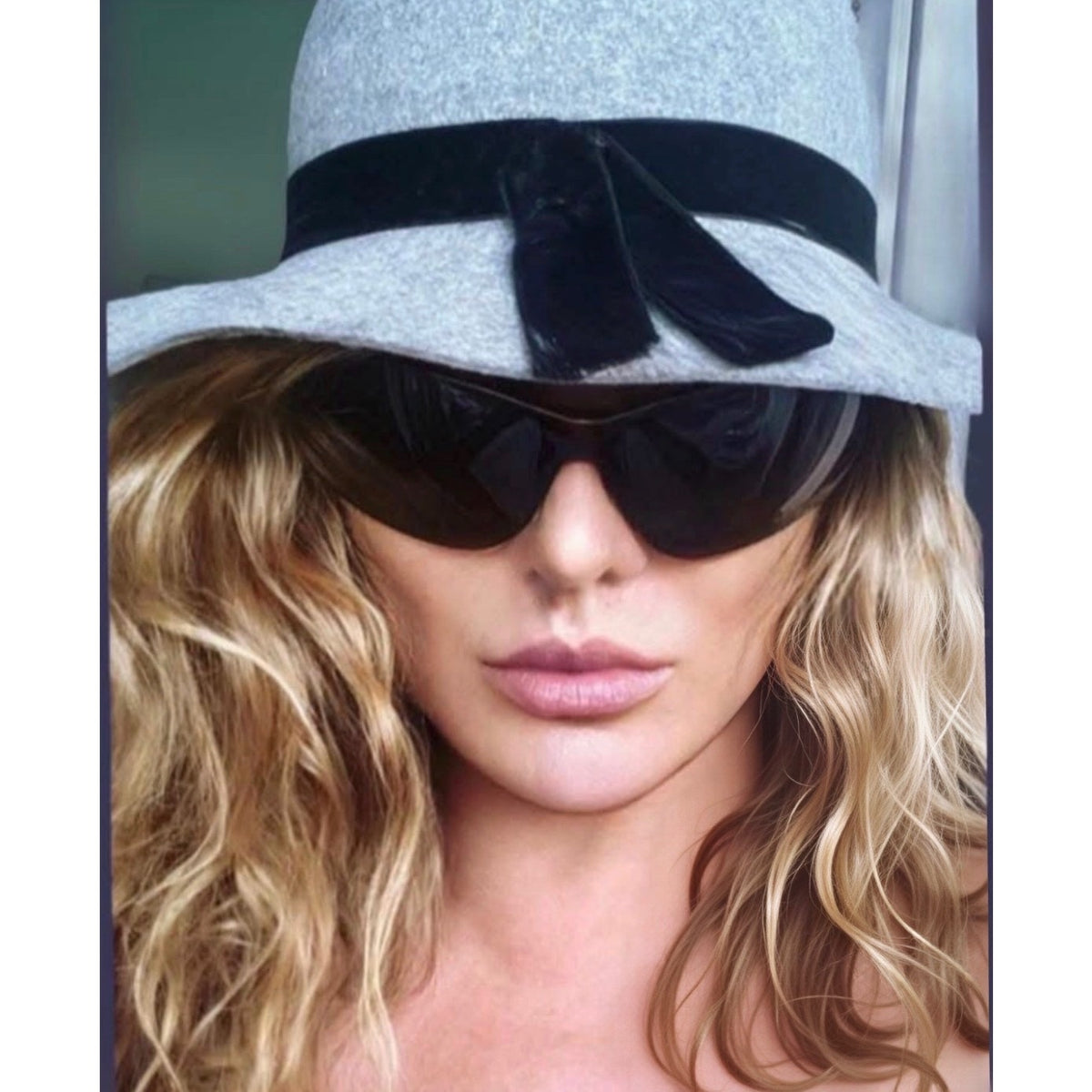 Vintage Betmar New York Grey Felt Hat Wide Brim Ribbon Trim | Sunglasses
